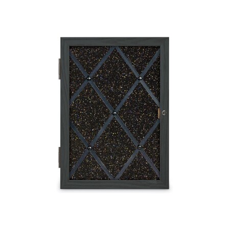 United Visual Products Sliding Door Indoor Enclosed Corkboard, 7 UV9027ACS-SATIN-COBACC